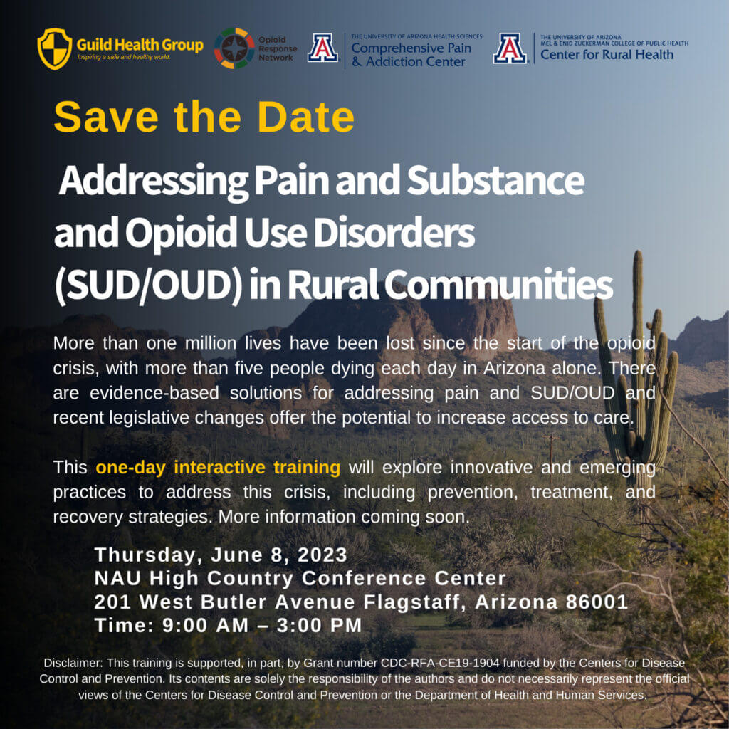 Addressing Pain and Substance and Opioid Use Disorders in Rural Communities in a one-day interactive training session. 